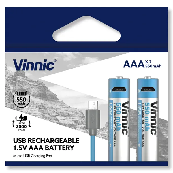 Batería Litio 1.5V 550mAh AAA recargable Micro-Usb - Baterias para